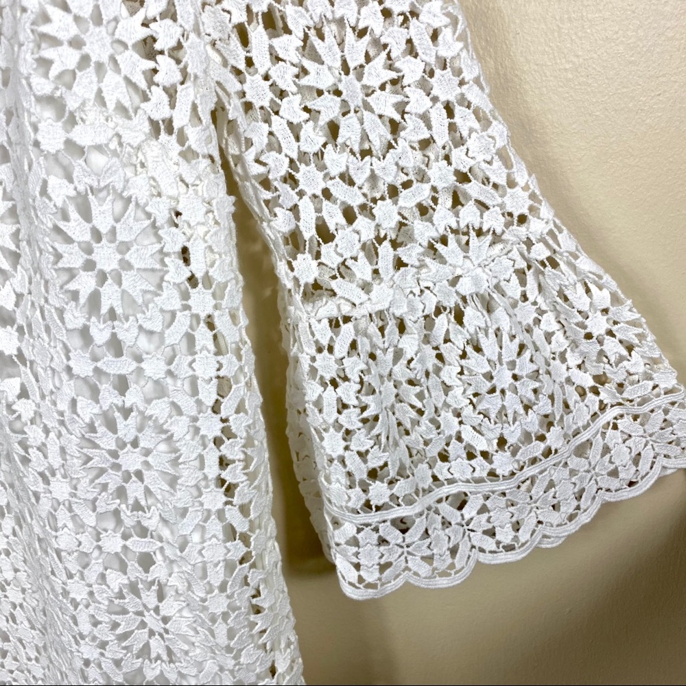 KATE SPADE White Lace Long Sleeve Mini Dress 2 - Picture 7 of 13